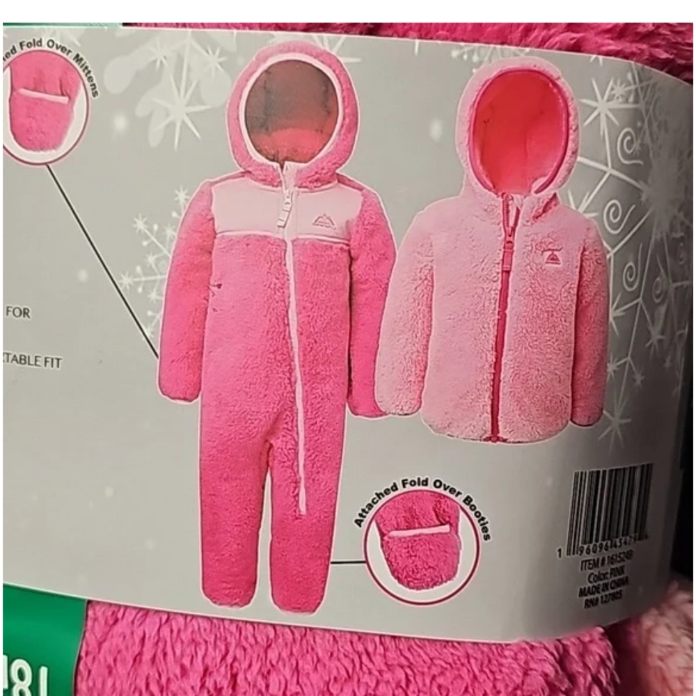 Snozu Infant 2-piece Fleece Set, pink nwt 18m - Picture 2 of 5